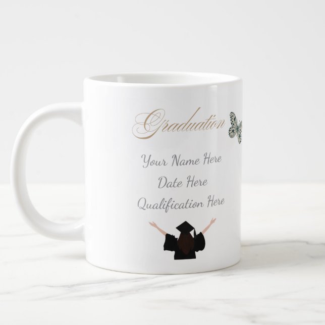 Graduation with Custom Name Date and Qualification Jumbo Mugg (Vänster)