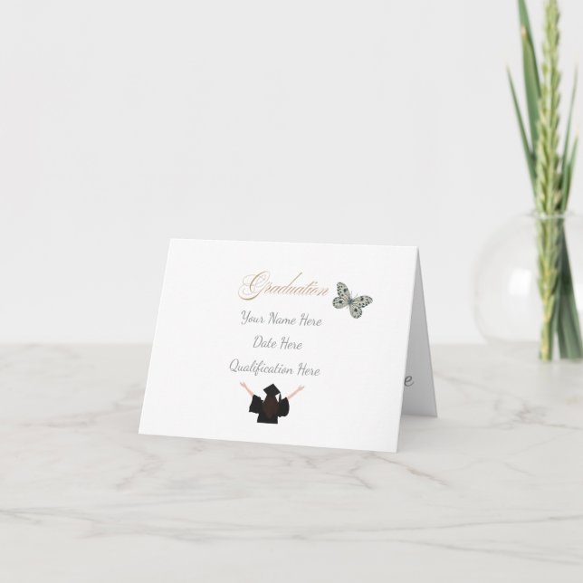 Graduation with Custom Name Date and Qualification Tack Kort (Framsida)