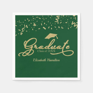 Graduerad guld folie examensfest Grön Pappersservett