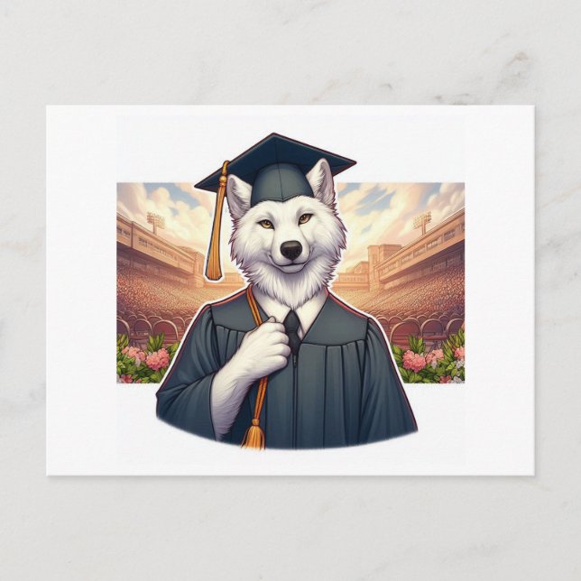 Graduerande varg inbjudan vykort (Framsida)