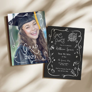 Gradueringsfest Foto Doodle Whimsical Inbjudan