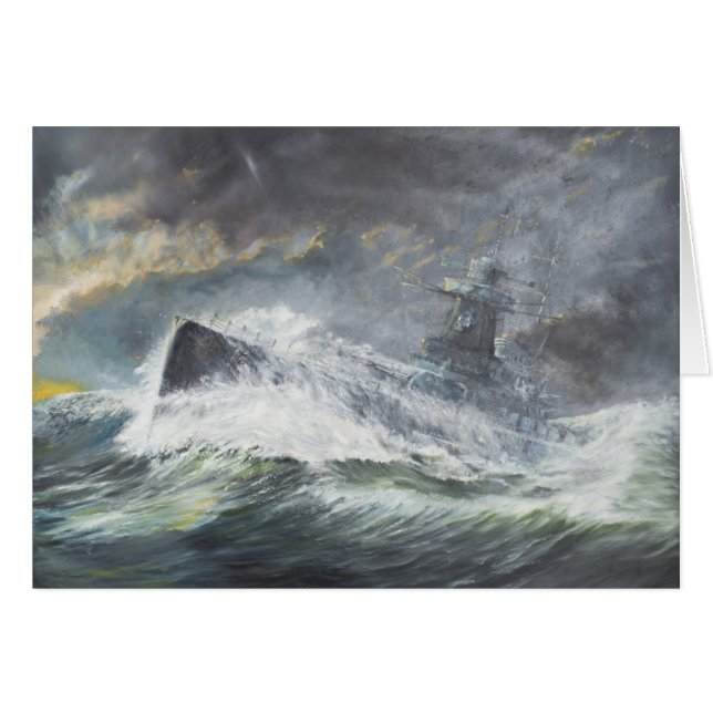 Graf Spee skriver in Indiska oceanen 3rd November Hälsningskort (Framsidan Horizontal)