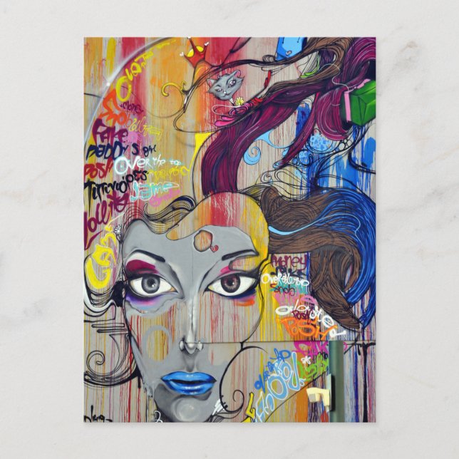 graffiti-508272 graffiti mural street Art-målning Vykort (Framsida)