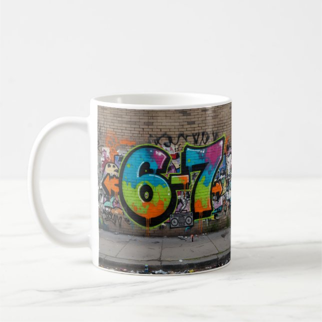 Graffiti 67 Viral Trend/Bold Pop Art Street Style Kaffemugg (Vänster)