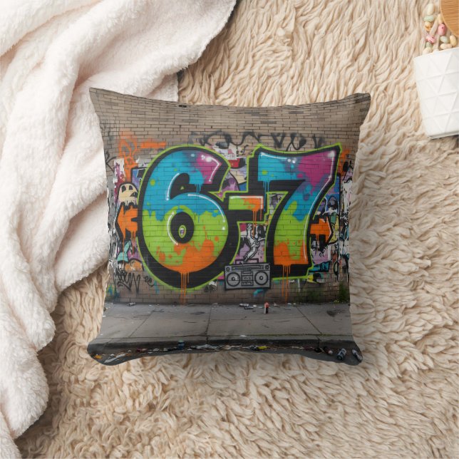 Graffiti 67 Viral Trend/Bold Pop Art Street Style Kudde (Filt)