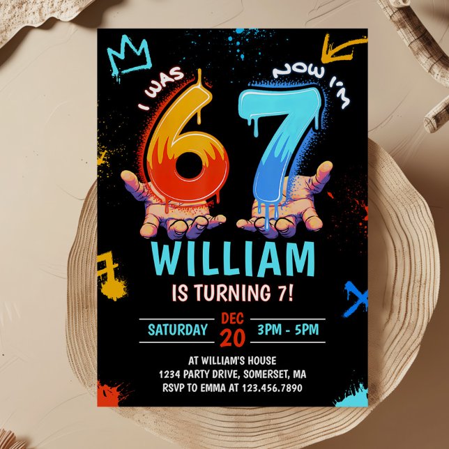 Graffiti 6 7 Meme Trend Six Seven Birthday Party Inbjudningar (Skapare uppladdad)
