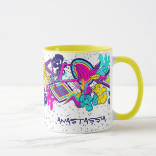 Graffiti abstrakt färglös mönster med ditt NAMN Mugg