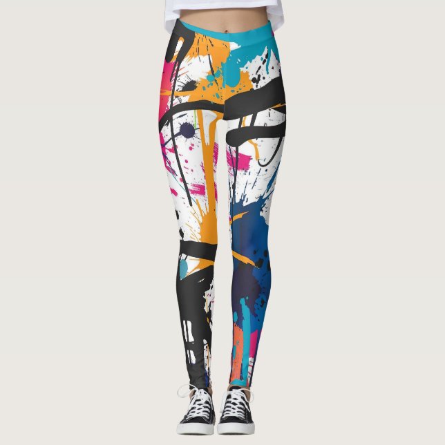 Graffiti abstrakt leggings (Framsida)