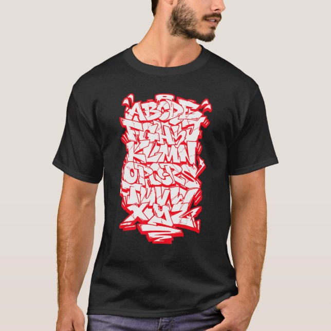 Graffiti Alphabet Hip hop Street Wildstyle Letteri T Shirt (Framsida)