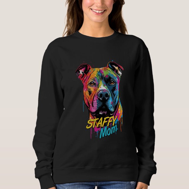 Graffiti American Staffordshire Terrier Mom Staffy T Shirt (Framsida)