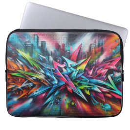 Graffiti an der Ziegelwand mit Skyline - Top  Laptop Fodral