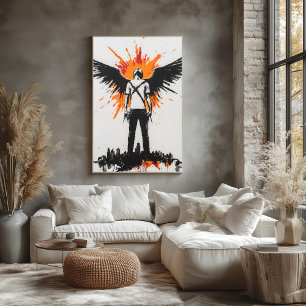 Graffiti Angel med Black Vingar - Urban Street Art Poster