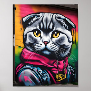 Graffiti Art av en skotsk fold Cat Poster