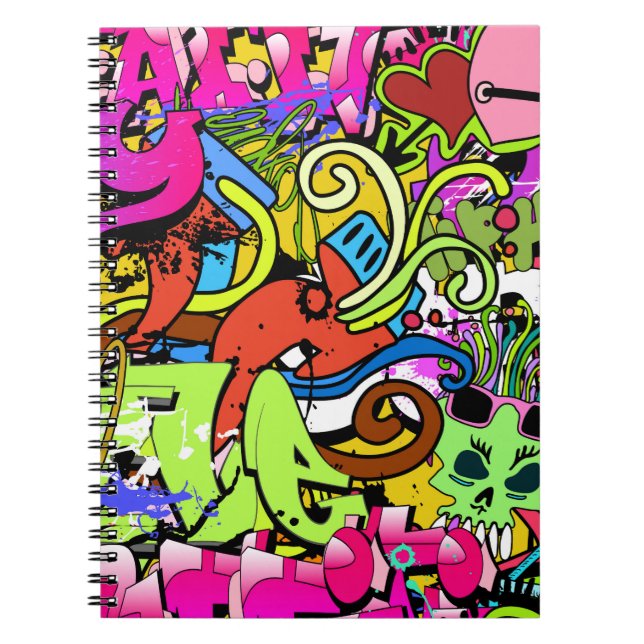 Graffiti Art: Background Hip-Skutt Stil Anteckningsbok (Framsidan)