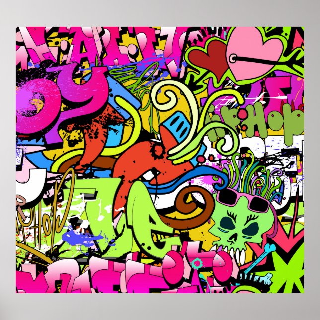 Graffiti Art: Background Hip-Skutt Stil Poster (Framsidan)