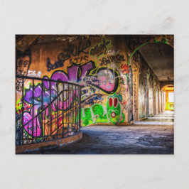 Graffiti Art Borttappad Abandoned Byggnad Postcard Vykort