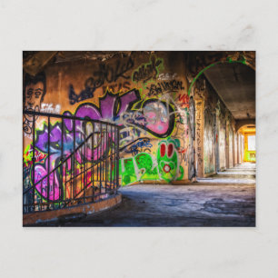 Graffiti Art Borttappad Abandoned Byggnad Postcard Vykort