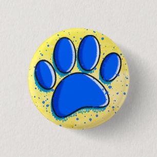 Graffiti Art Hund Paw Print Bläck Splatter Knapp