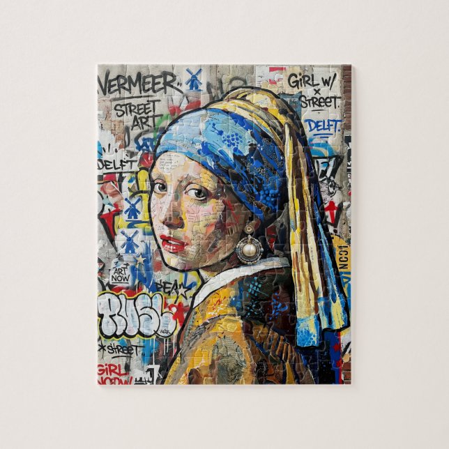 Graffiti art of world-famous paintings pussel (Vertikal)