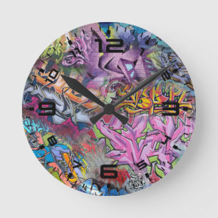 Graffiti art rund klocka