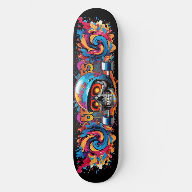 Graffiti Art Skull 5 Mini Skateboard Bräda 18,5 Cm (Framsida)