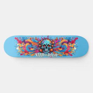 Graffiti Art Skull 6 - Behålla om Rolin' Mini Skateboard Bräda 18,5 Cm