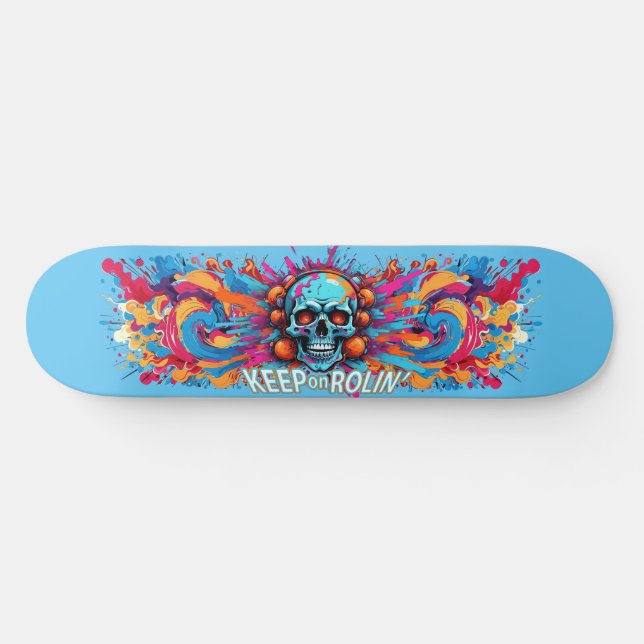 Graffiti Art Skull 6 - Behålla om Rolin' Mini Skateboard Bräda 18,5 Cm (Horz)