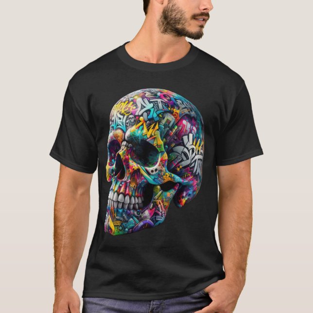 Graffiti Art Skull T Shirt (Framsida)