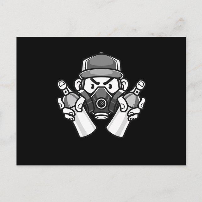 Graffiti Artist Gas Mask Urban Spray kan måla H Vykort (Framsida)