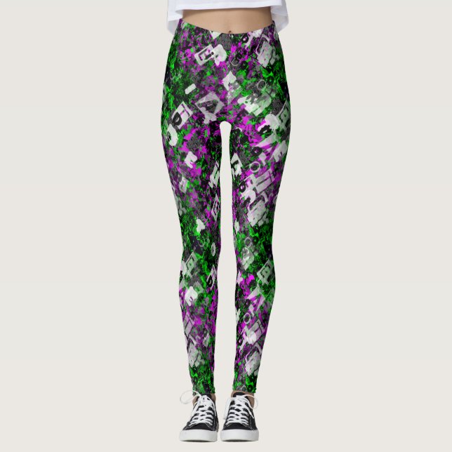 Graffiti Artist Paint Stänk Splattered Edgy Rebel Leggings (Framsida)