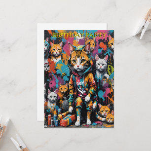 Graffiti Artist Street Cat 40th Birthday Inbjudningar