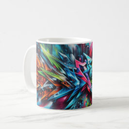 Graffiti auf Ziegelwand mit Skyline Streetart Kaffemugg