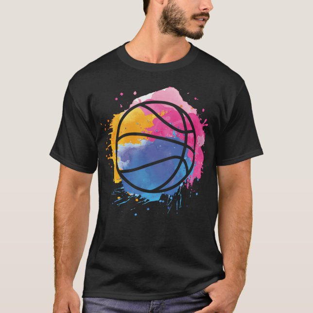 Graffiti Basket Konst Basketspelare Kärlek Bas T Shirt (Framsida)