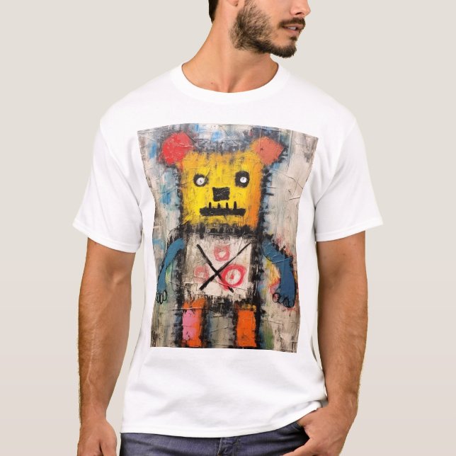 Graffiti Bear Brushstroke painting art  T Shirt (Framsida)