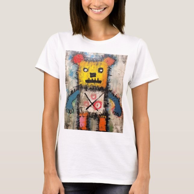 Graffiti Bear Brushstroke painting art  T Shirt (Framsida)