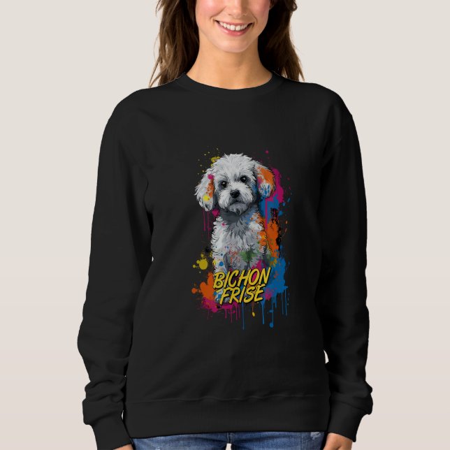 Graffiti Bichon Frise Mural Street Bichon Frise T Shirt (Framsida)