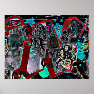 Graffiti Black Red Urban Street Wall Art Poster
