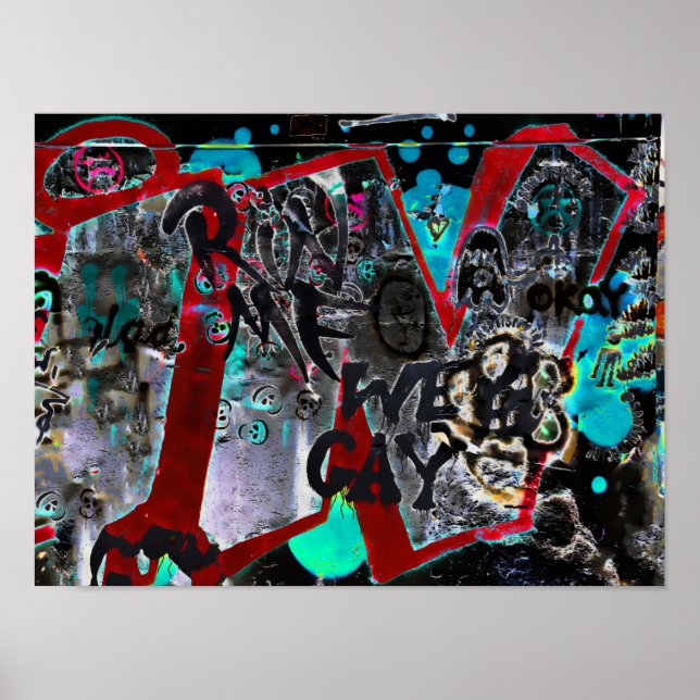 Graffiti Black Red Urban Street Wall Art Poster (Framsidan)