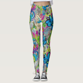 Graffiti Blommor Leggings