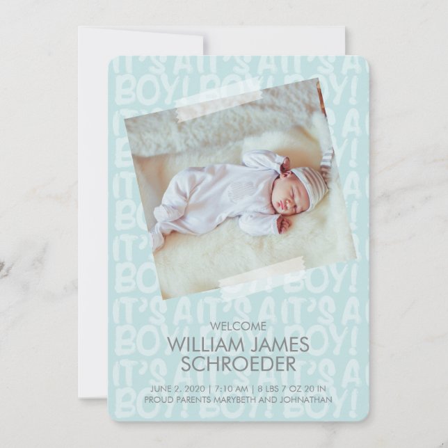 Graffiti Blue Baby Birth Announcement Card Meddelande (Framsida)