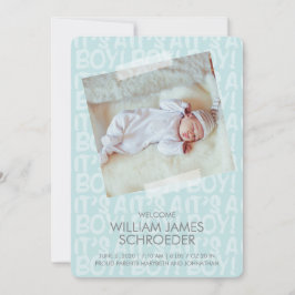 Graffiti Blue Baby Birth Announcement Card Meddelande
