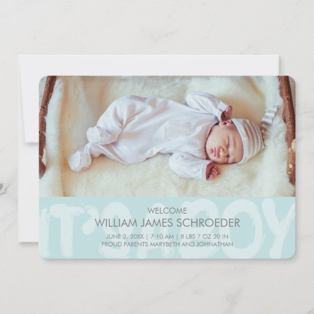 Graffiti Blue Baby Birth Announcement Card Meddelande (Framsida)