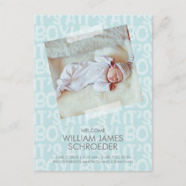 Graffiti Blue Baby Birth Announcement Postcard Vykort