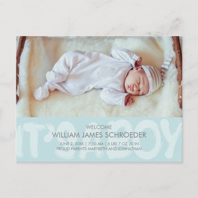 Graffiti Blue Baby Birth Announcement Postcard Vykort (Framsida)