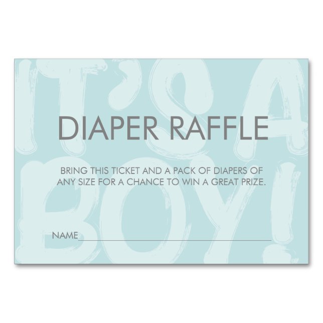 Graffiti Blue Baby Shower Diaper Raffle Biljett Bordsnummer (Framsidan)