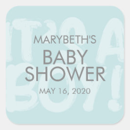 Graffiti Blue Baby Shower Favor Sticker Fyrkantigt Klistermärke
