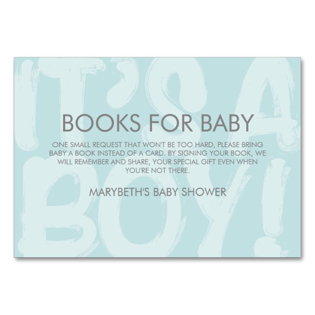 Graffiti Blue Baby Shower Hämta en Bok-begäran Bordsnummer (Framsidan)