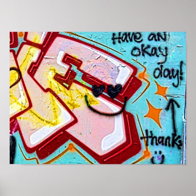 Graffiti Blue Rosa Urban Street Wall Art Poster (Framsidan)