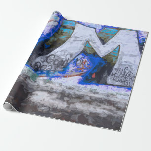 Graffiti Blue Urban Grunge Street Wall Painting Presentpapper