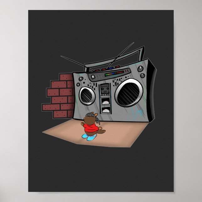 Graffiti Boom Box Break Dance Cartoon  Poster (Framsidan)